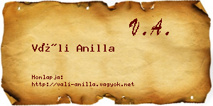 Váli Anilla névjegykártya